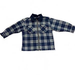 HTF VTG Levi's Kids Zip Up Plaid Jacket Size 4 Blue Flannel Style Streetwear